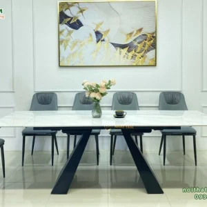 Bộ Bàn Mặt Đá Thông Minh, 6 Ghế Nhập Khẩu BA-004