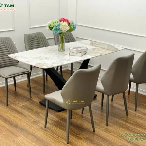 Bộ bàn ăn 6 ghế Mặt Đá Hiện Đại Nhập Khẩu BA-001