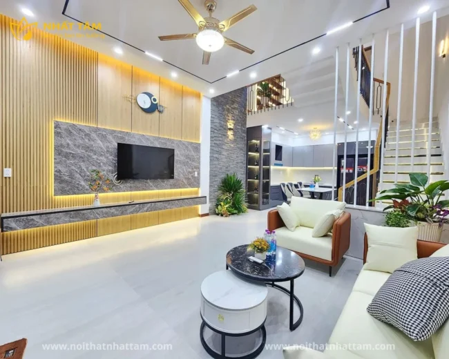 Đơn vị thi công nội thất phòng khách uy tín - Giá tậnxưởng tại Nhất Tâm